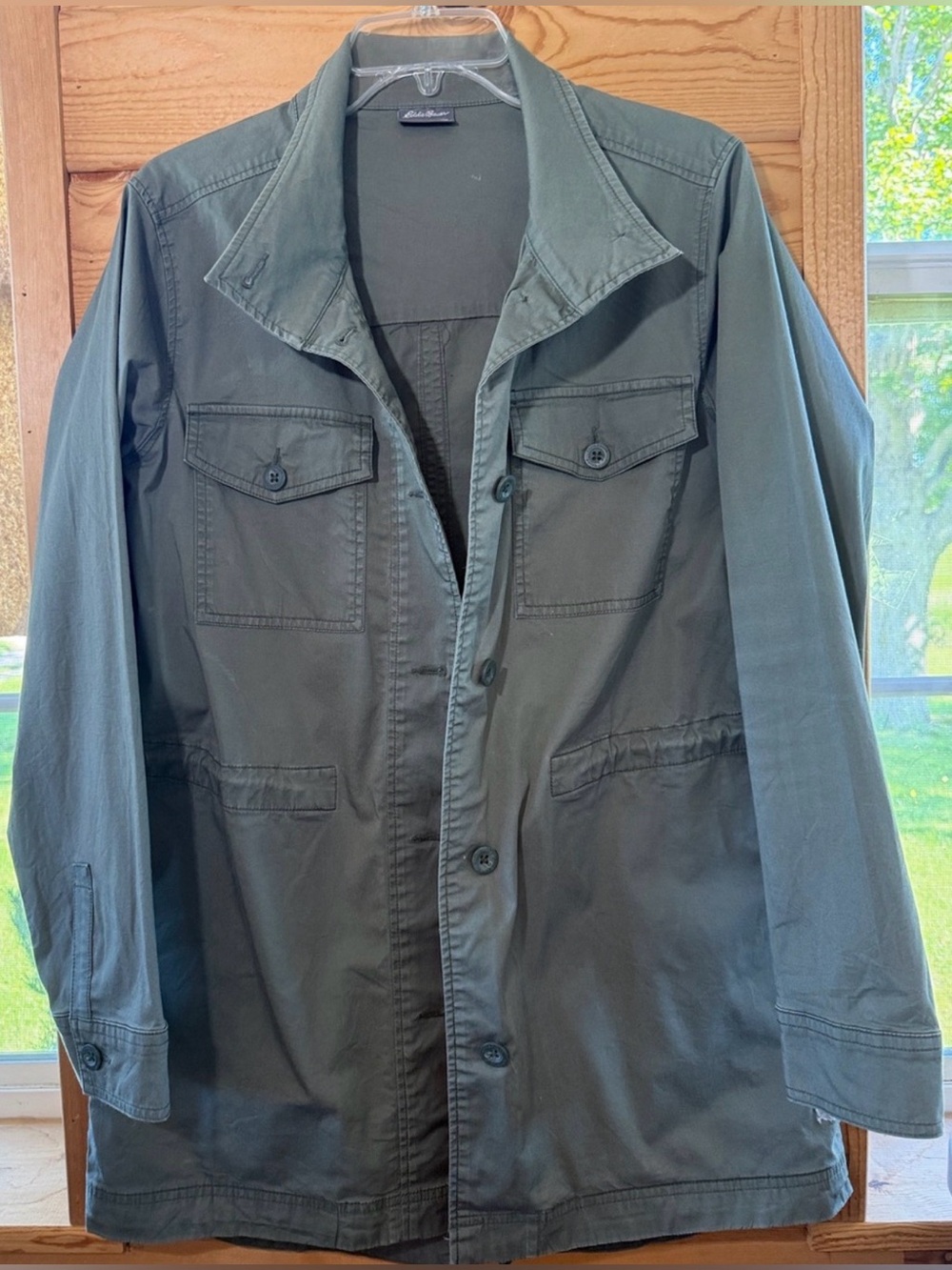 Eddie Bauer Women's Olive Green Field Jacket - Classic Utility Coat Medium
